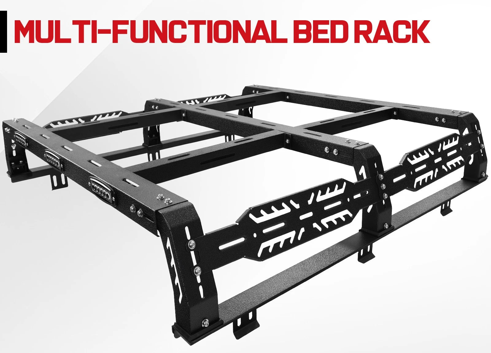 10.5" Truck Full Size Bed Rack LED Cargo Carrier Fit For Ford/Dodge/Tundra/Silverado/Nissan Titan