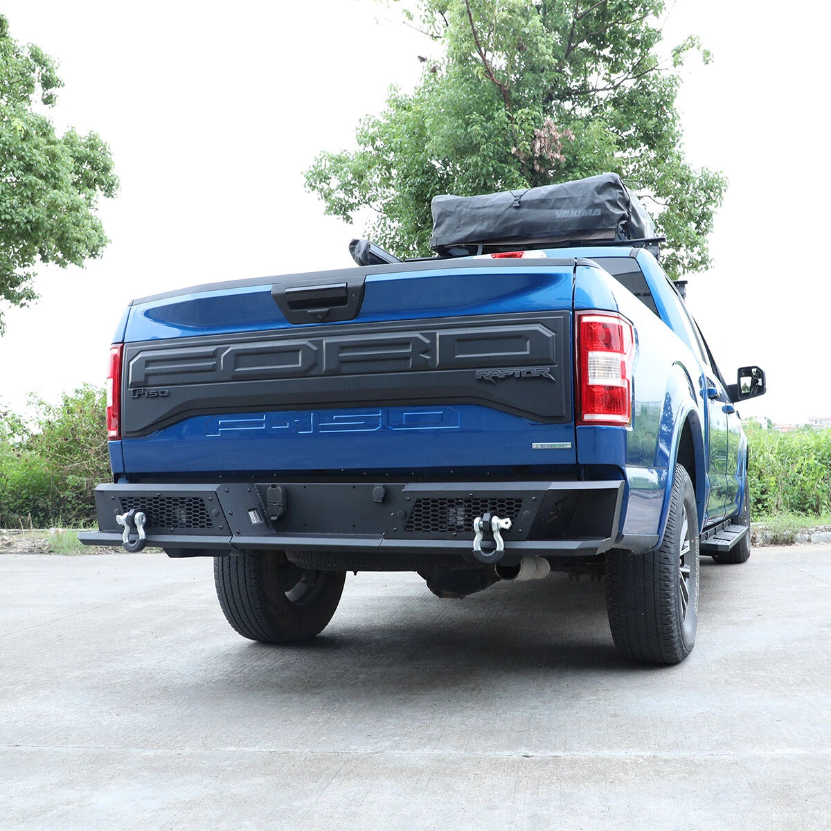 Off-Road Micro-texture Steel Rear Bumper+Shackles+Lights Fit For 2015-2026 Ford F150