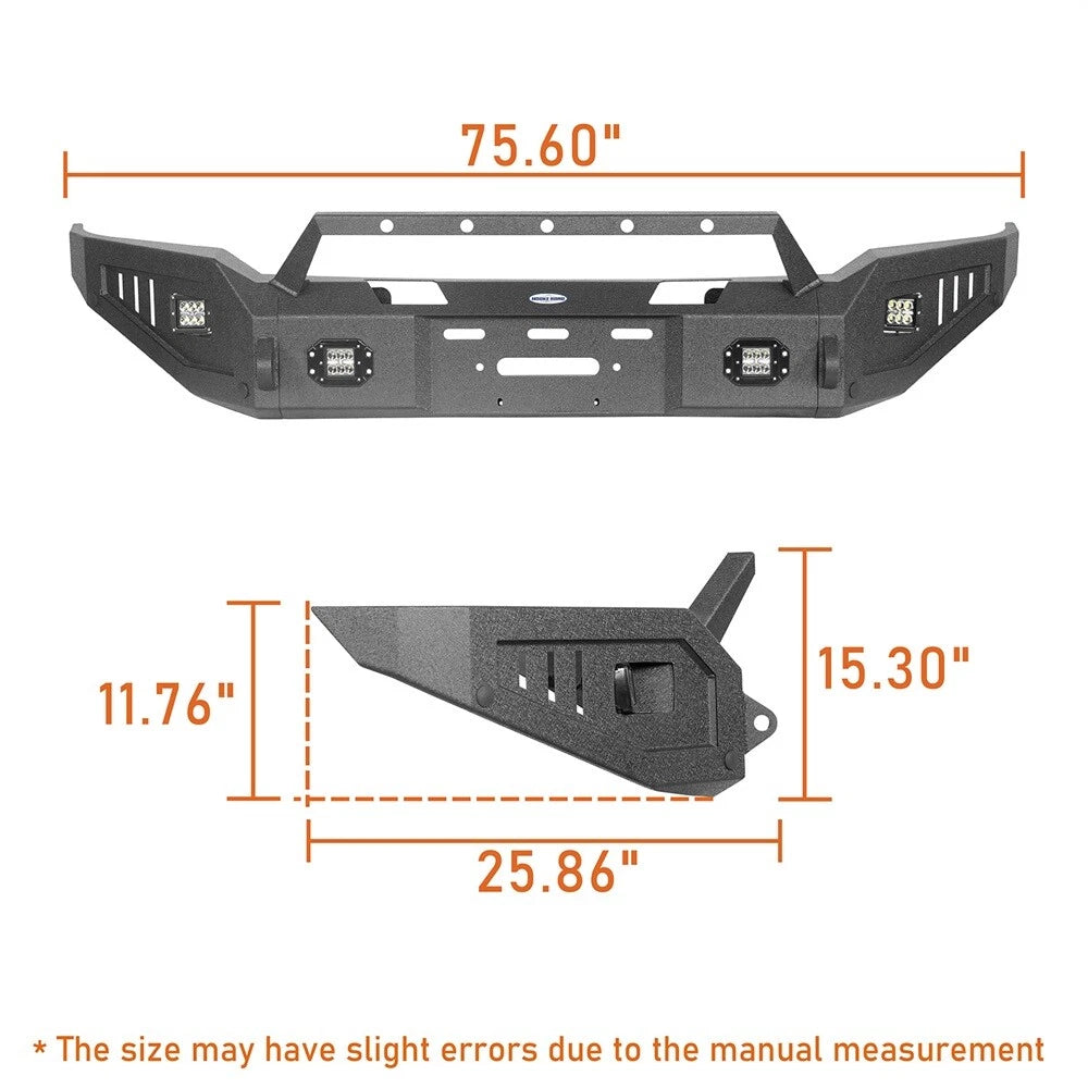 Off-Road Front Bumper w/ Winch Plate & LED Lights Fit For 2018 2019 2020 Ford F150