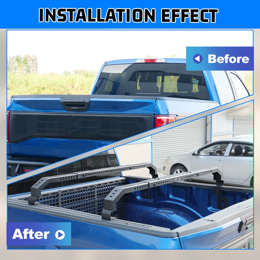 Adjustable Low Profile Truck Bed Rack Cross Bar Cargo Carrier Fit For Full-Size and Mid-Size Truck