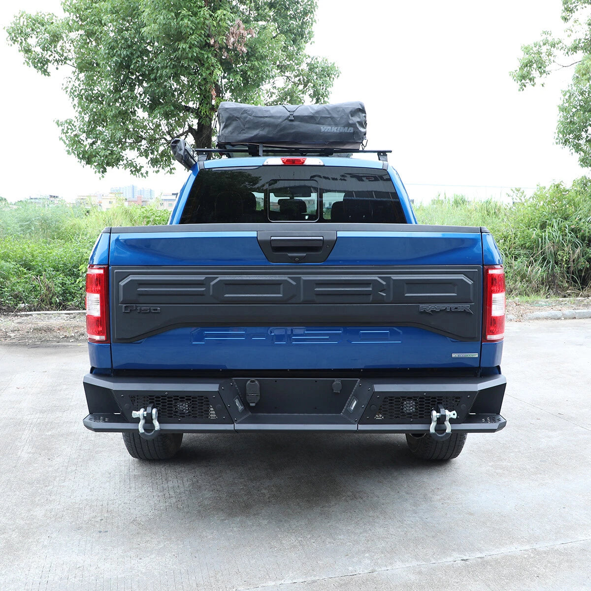 Off-Road Micro-texture Steel Rear Bumper+Shackles+Lights Fit For 2015-2026 Ford F150