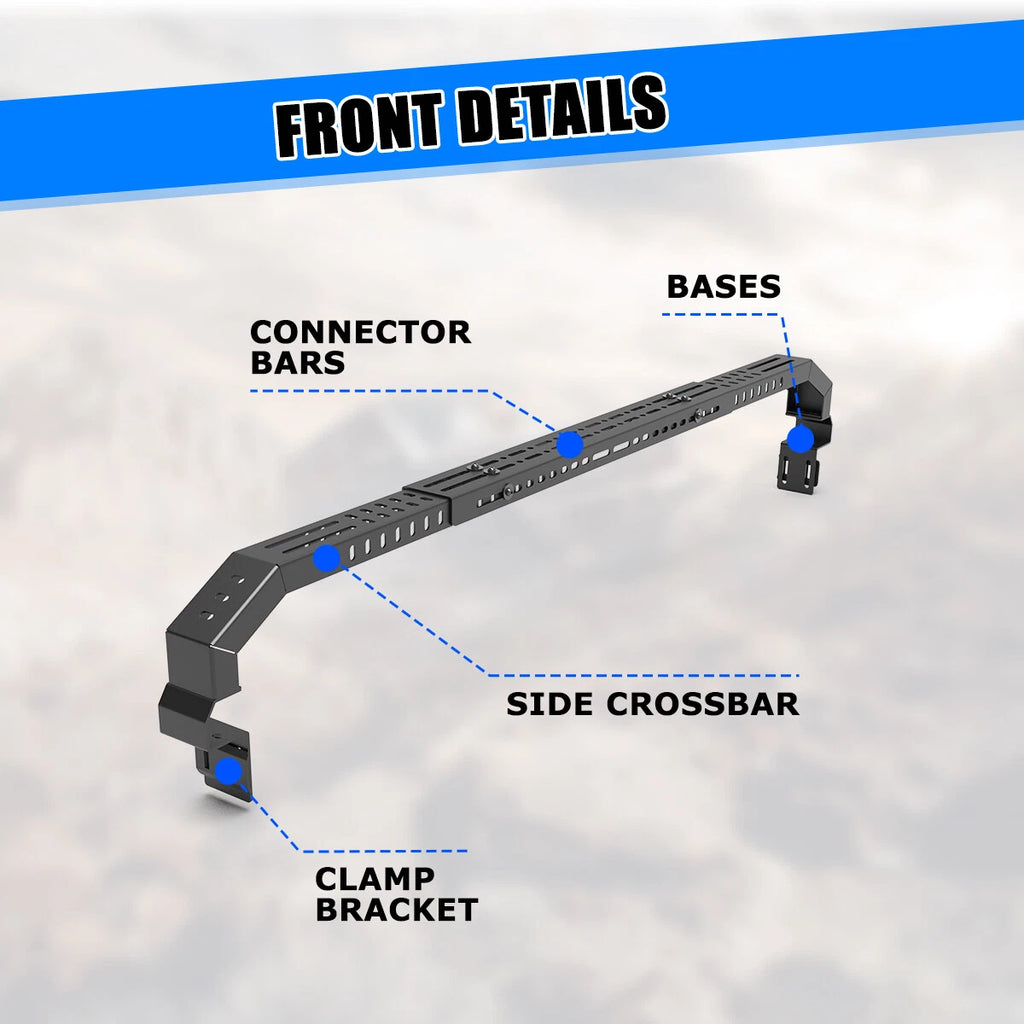 Adjustable Low Profile Truck Bed Rack Cross Bar Cargo Carrier Fit For Full-Size and Mid-Size Truck