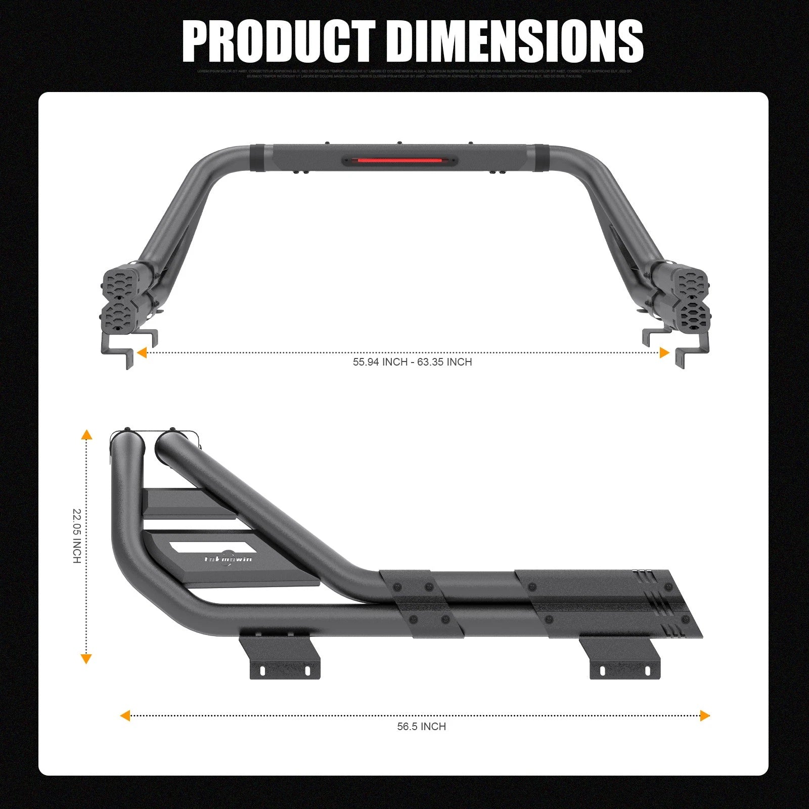 Adjustable Truck Bed Chase Rack Roll Bar Fit For 2005-2025 Toyota Tacoma