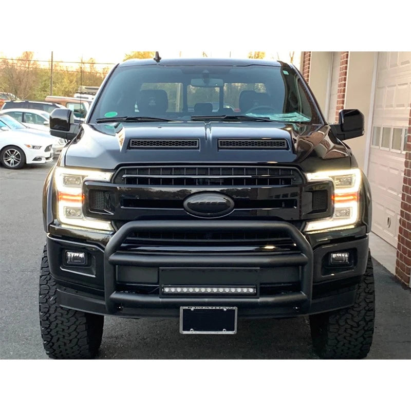 Off-Road Shadow Black Front Bumper Face Bar w/Fog Holes Fit For 2018 2019 2020 Ford F-150