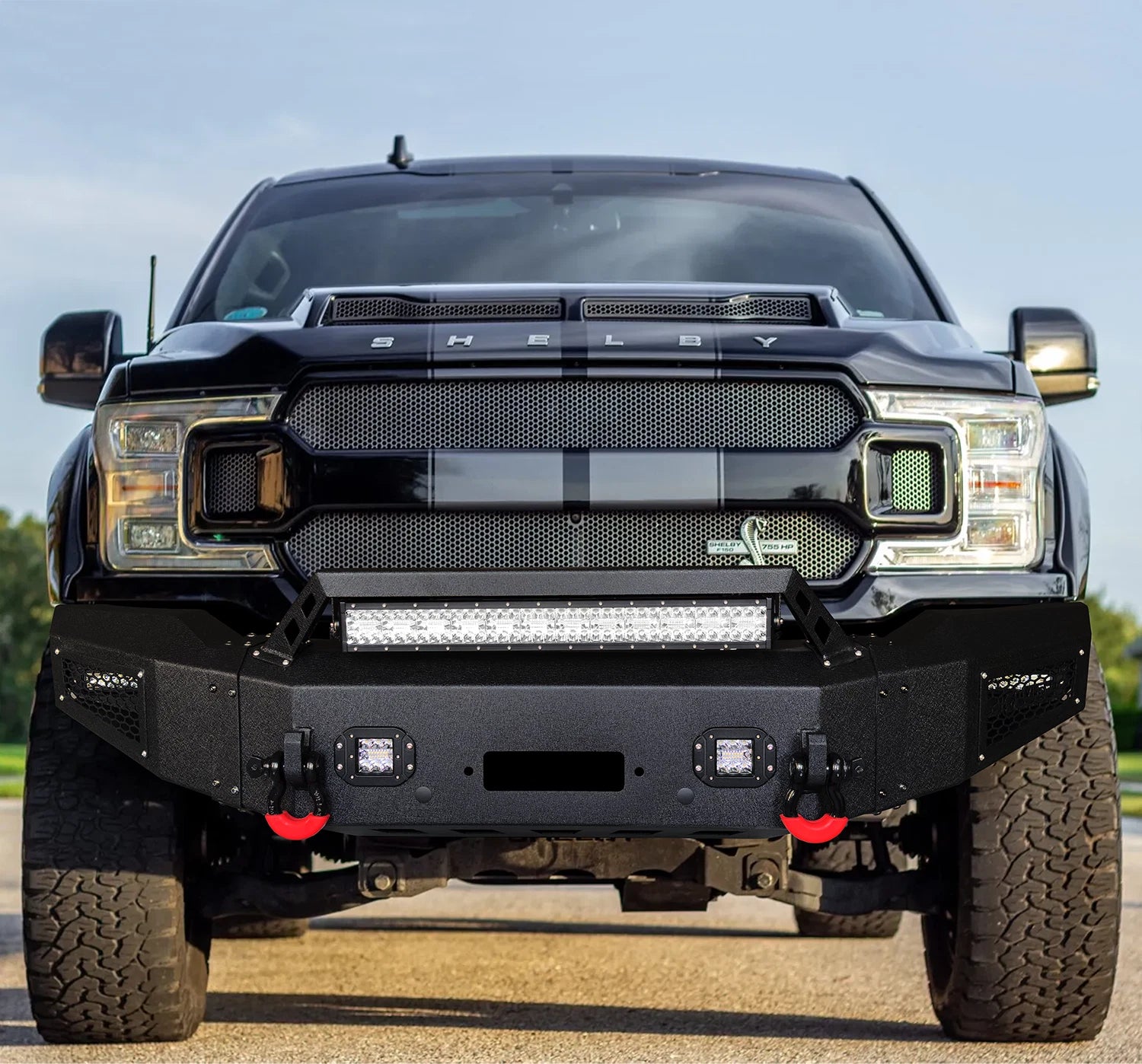 Front Off-Road Bumper With Winch Plate&LED Lights Fit For 2018-2020 Ford F150