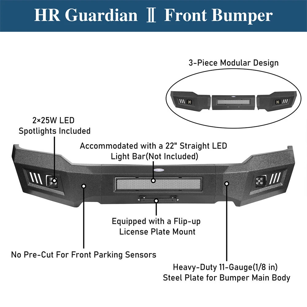 Off-Road Front Bumper Reinforcement w/ Spotlight Fit For 2018 2019 2020 Ford F-150
