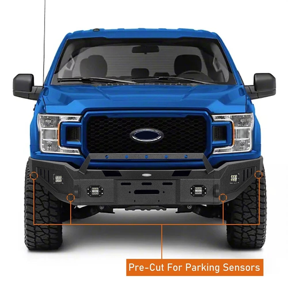 Off-Road Front Bumper w/ Winch Plate & LED Lights Fit For 2018 2019 2020 Ford F150