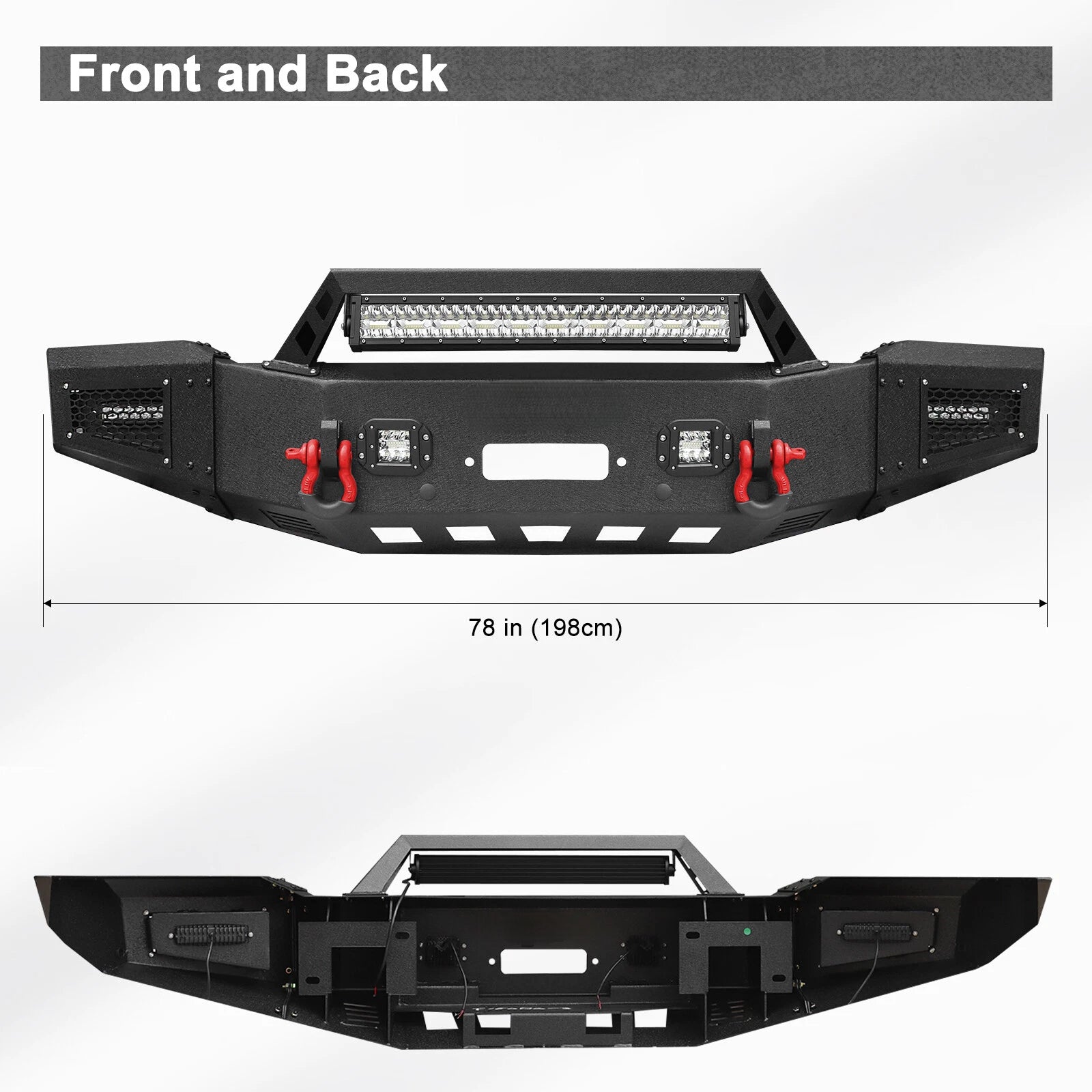Front Bumper For 2018-2020 Ford F150 F150 Off-Road Bumper w/LED Lights D-Ring