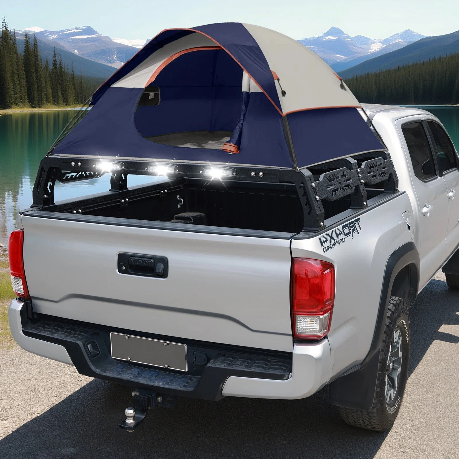 10.5" Truck Full Size Bed Rack LED Cargo Carrier Fit For Ford/Dodge/Tundra/Silverado/Nissan Titan