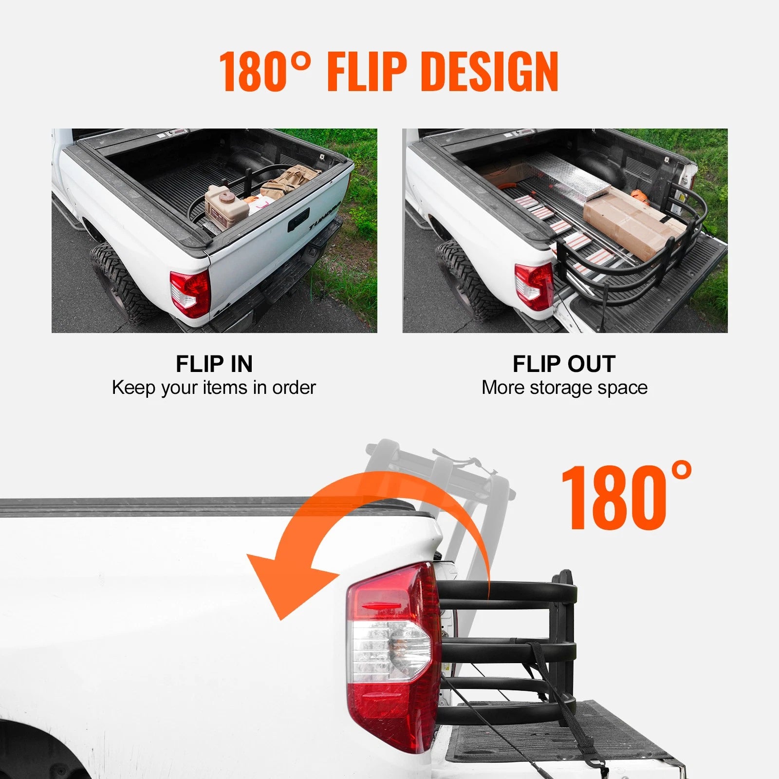 180 degree flip bed extender for kayak and lumber