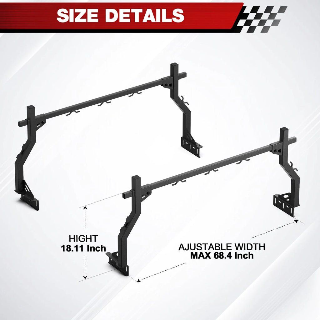 Adjustable Universal Truck Ladder Bed Rack Cargo Carrier Fit For Tundra/Tacoma/Ford/Ram/GMC