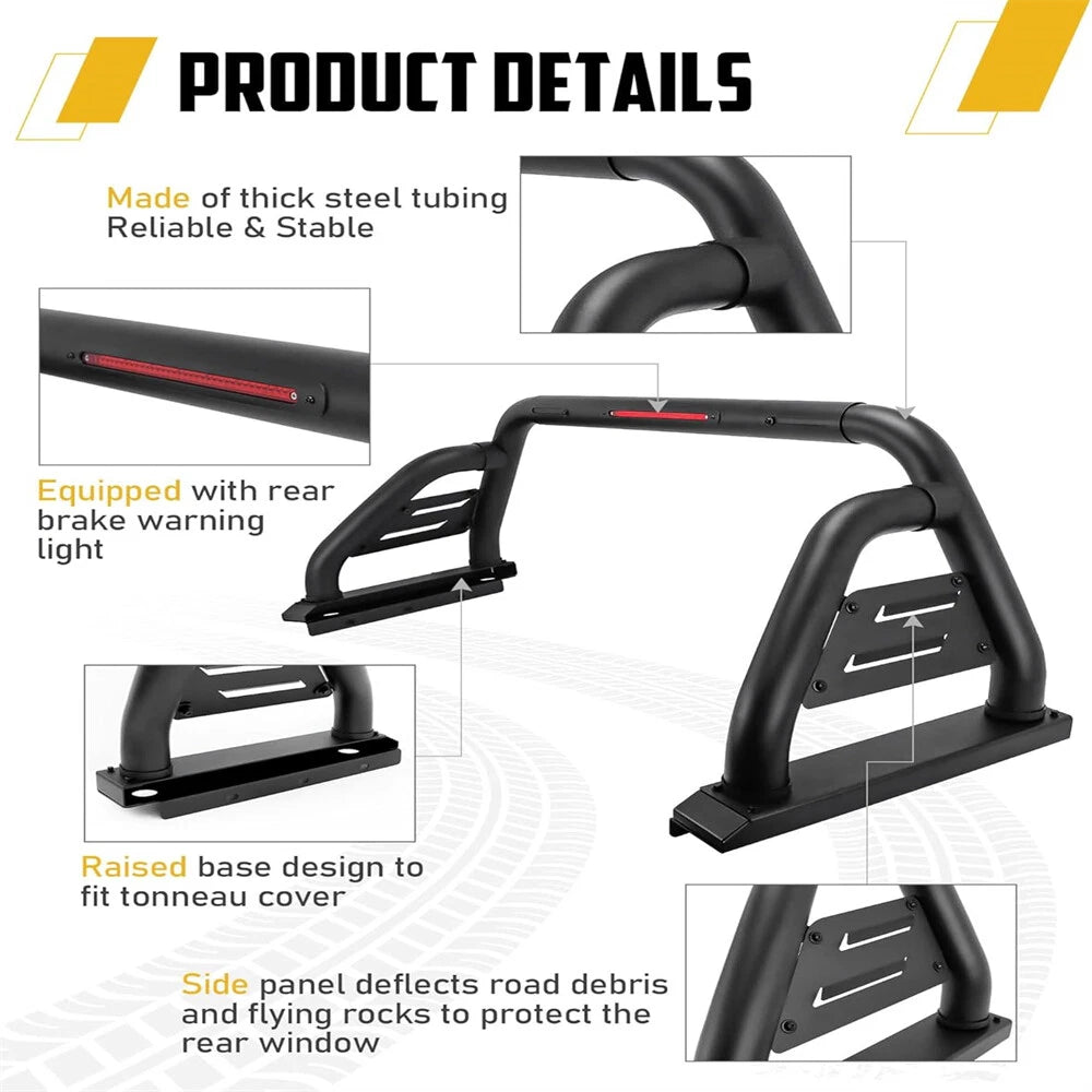 Adjustable Sport Bar Chase Rack Roll Bar Fit For 2005-2025 Toyota Tacoma