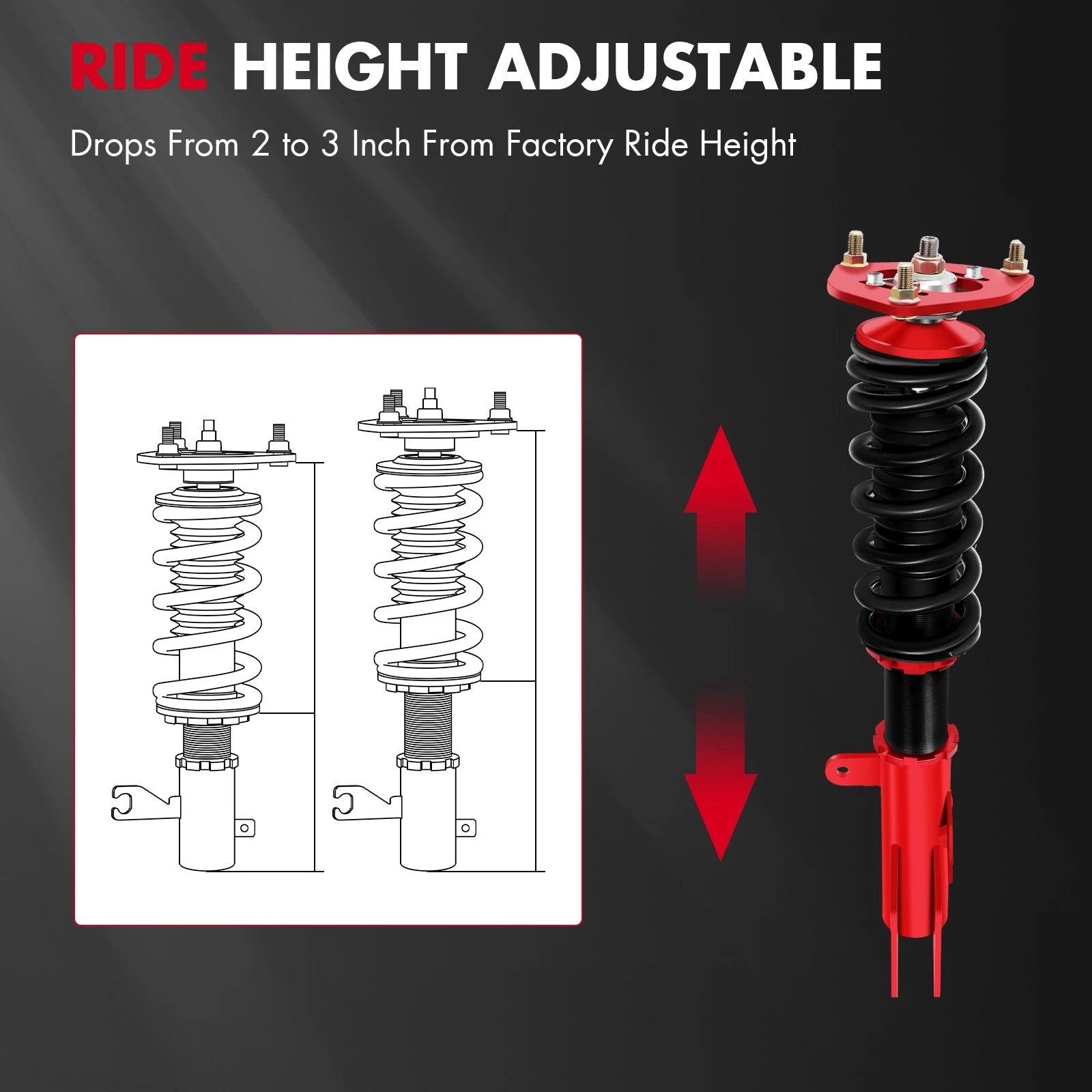 Coilovers Shock Fit For 1992 1993 1994 1995 1996 1997 1998 1999 2000 2001 Toyota Camry ES300 Suspension Lowering Spring Kit
