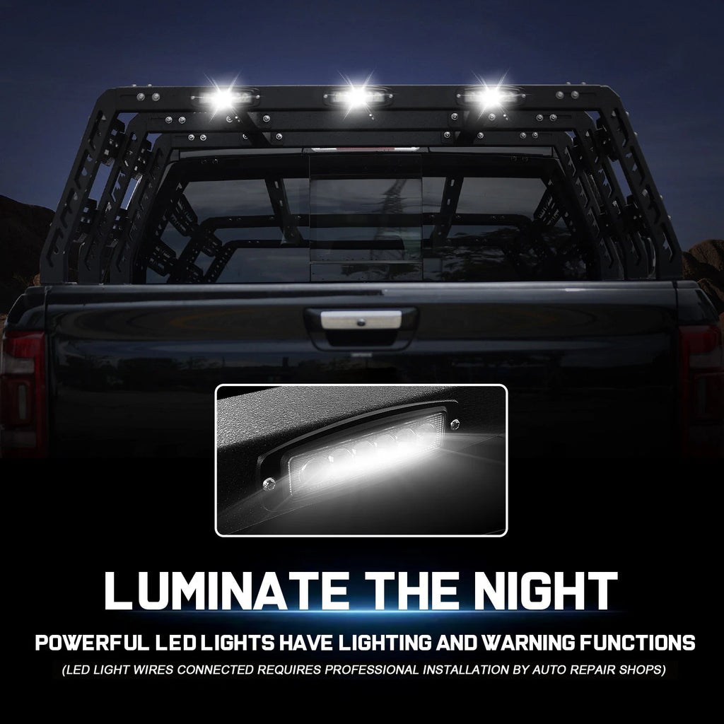 22.5" Full Size Truck Bed Rack Cargo Carrier with LED Fit For Ford/Dodge Ram/Tundra/Silverado/Nissan Titan