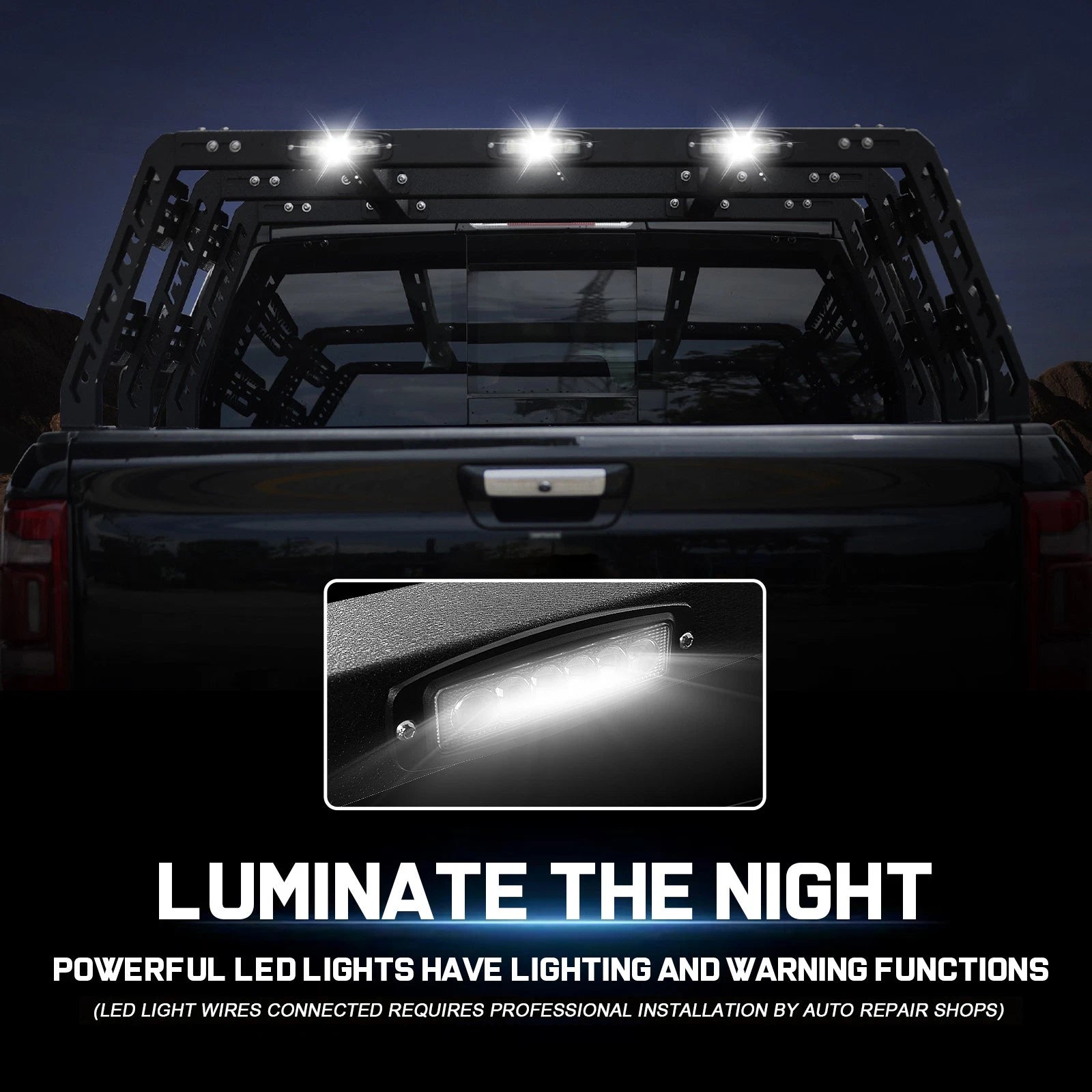 22.5" Full Size Truck Bed Rack Cargo Carrier with LED Fit For Ford/Dodge Ram/Tundra/Silverado/Nissan Titan