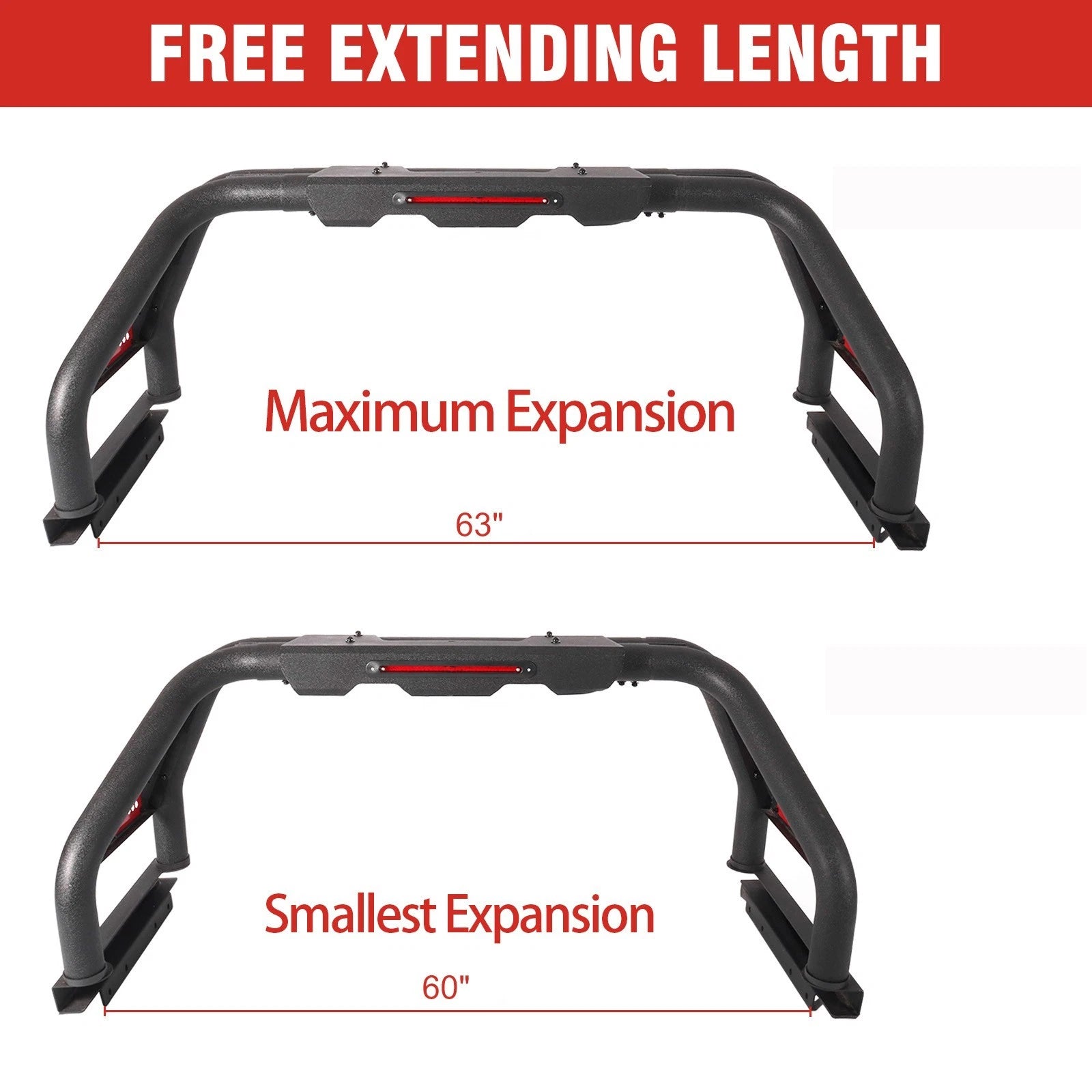 Adjustable Sport Bar Truck Bed Chase Rack Roll Bar Fit For F-150/ Truck/Silverado/Ram