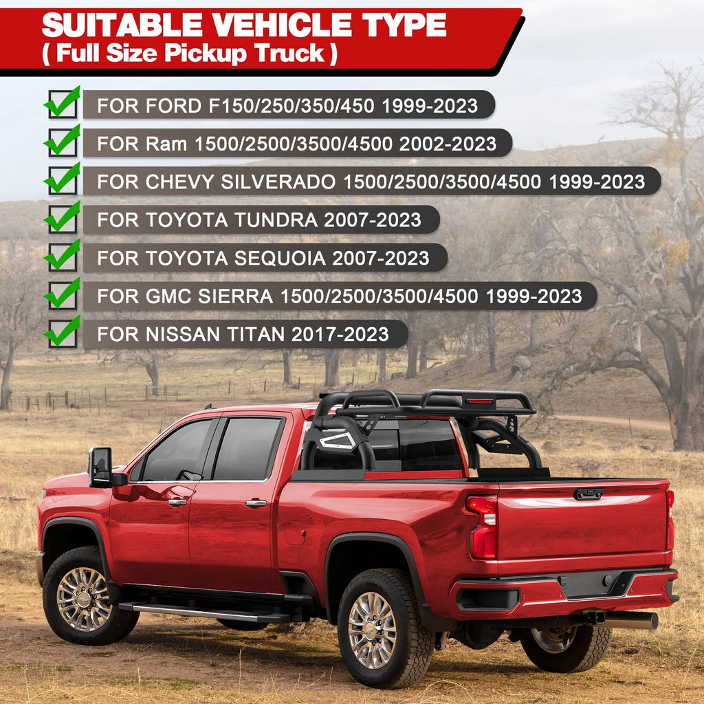 Adjustable Sport Bar Truck Bed Chase Rack Roll Bar Fit For Silverado 1500 / Tundra