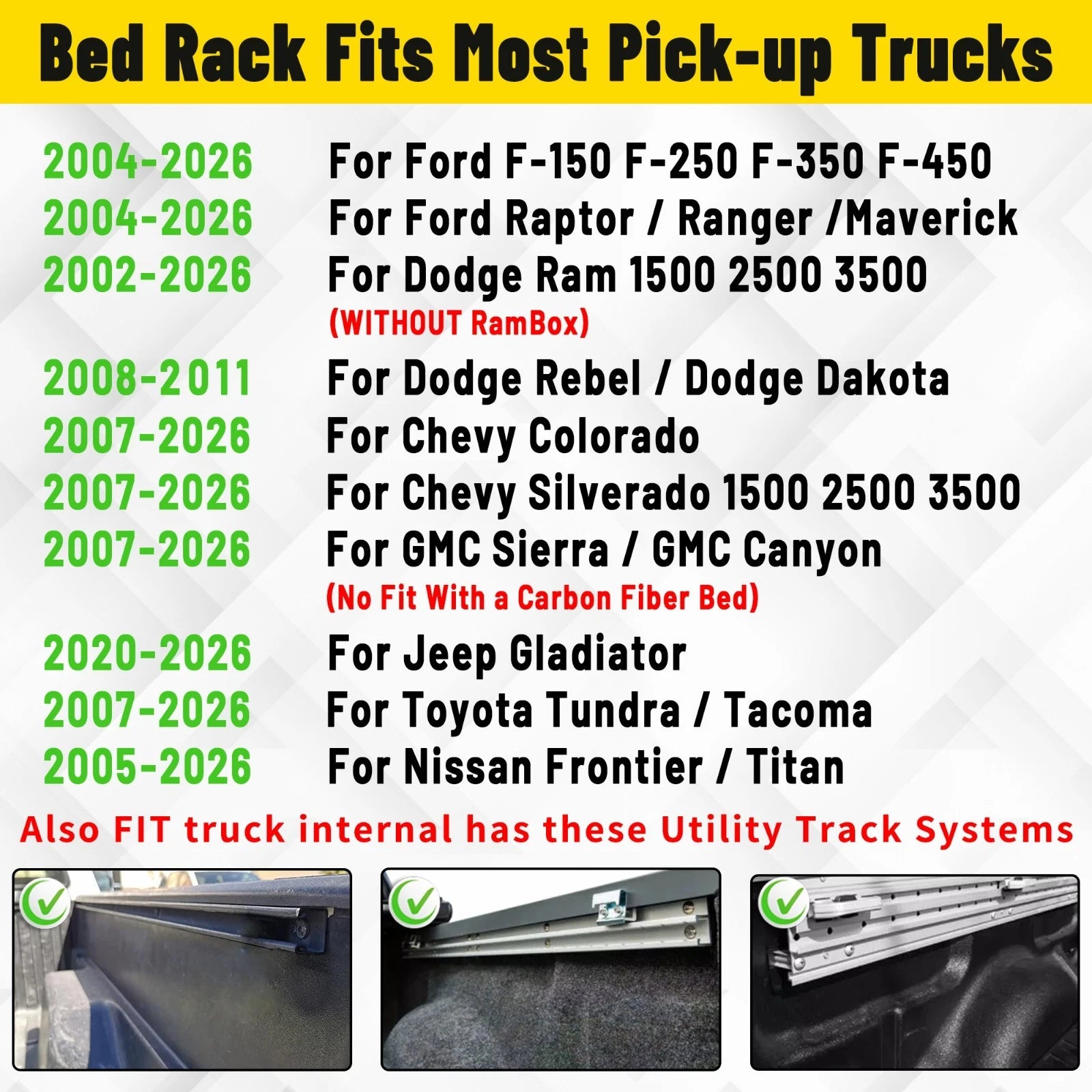 14''-17'' Overland Bed Rack Overland Cargo Carrier with 3 Crossbars Fit For Ram 1500/Gladiator/Tacoma