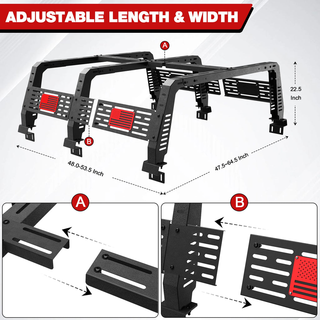 Overland Bed Rack Cargo Carrier Fit For Toyota Tacoma 2005-2023 Tundra 2014-2023