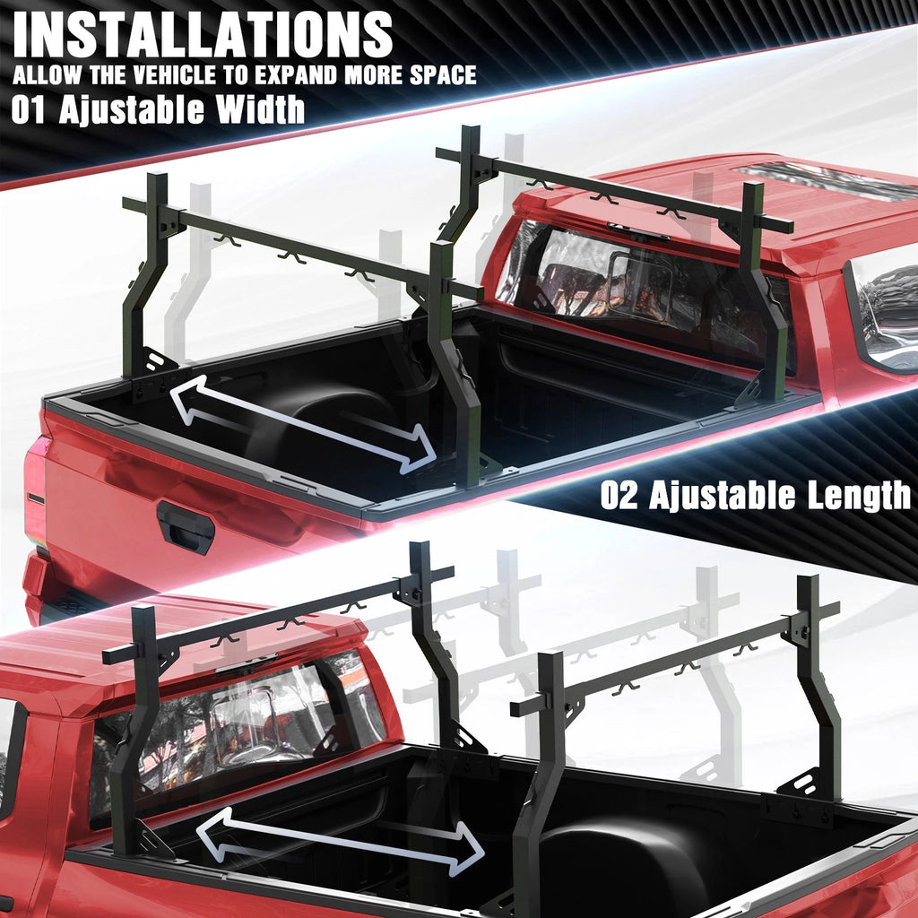 Adjustable Universal Truck Ladder Bed Rack Cargo Carrier Fit For Tundra/Tacoma/Ford/Ram/GMC