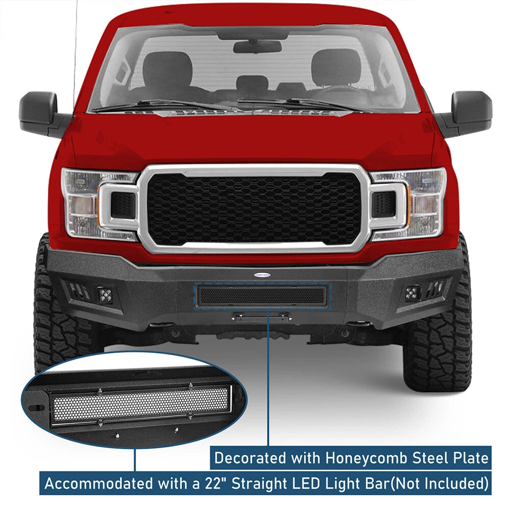 Off-Road Front Bumper Reinforcement w/ Spotlight Fit For 2018 2019 2020 Ford F-150