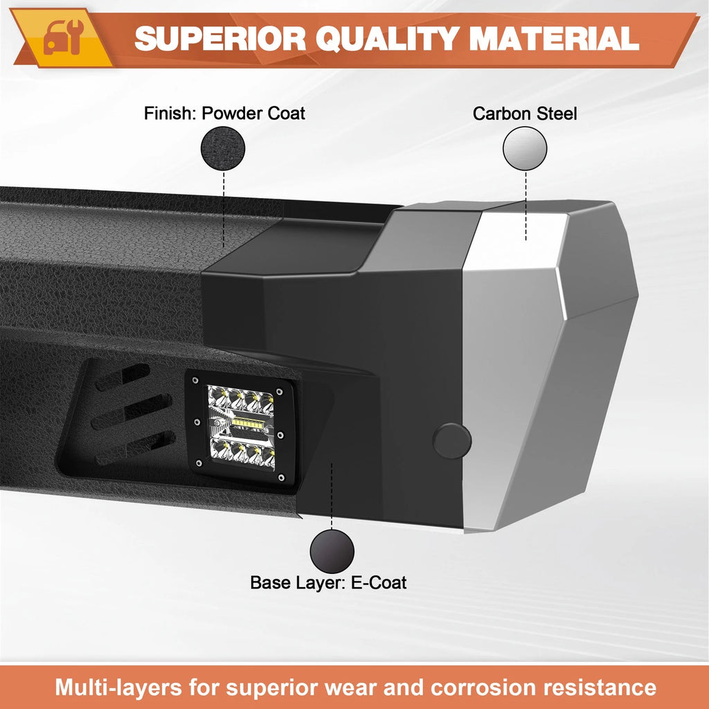 Rear Bumper w/Sensor Holes &LED Lights &D-rings For Ford F150 2015-2025 Off-Road