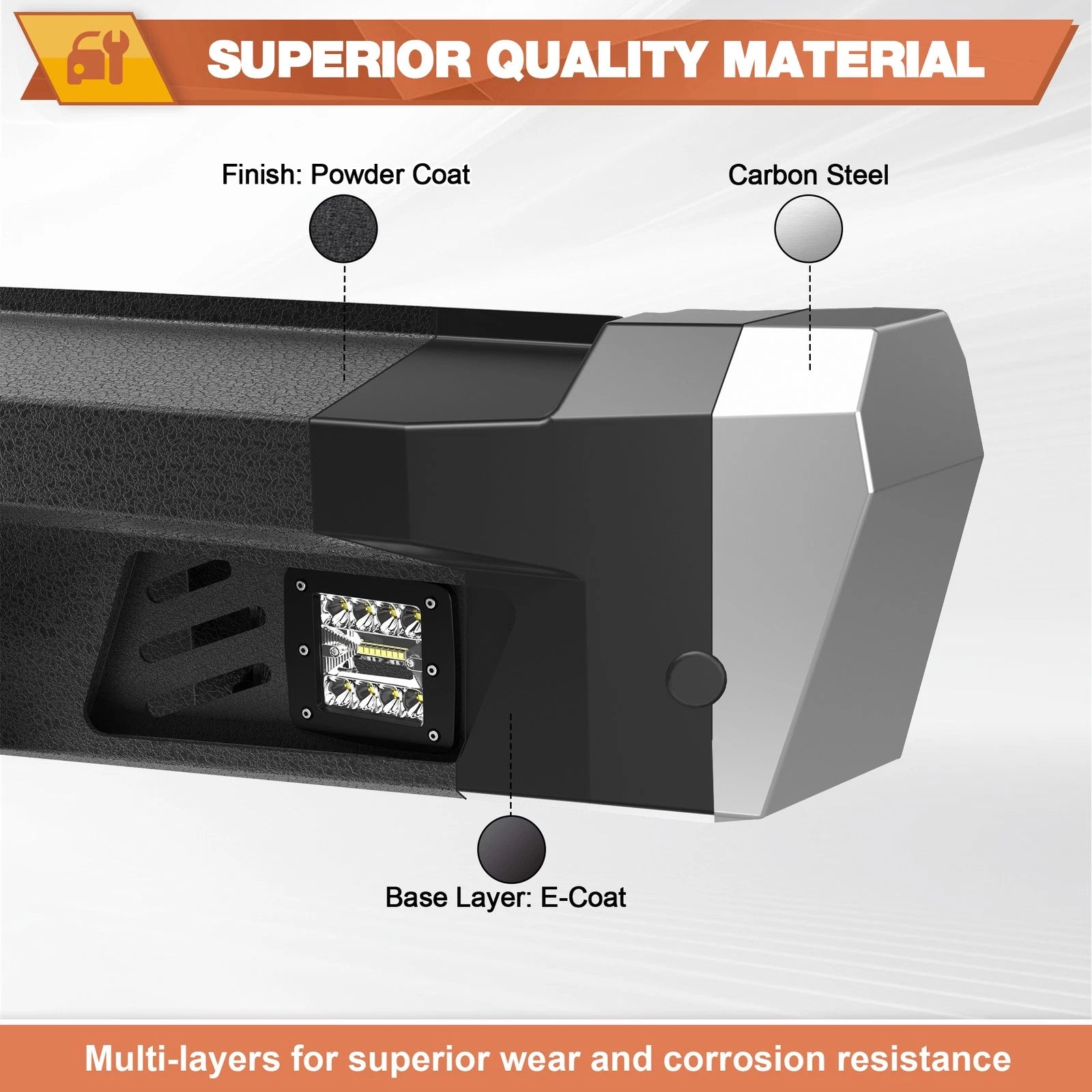 Rear Bumper w/Sensor Holes &LED Lights &D-rings For Ford F150 2015-2025 Off-Road