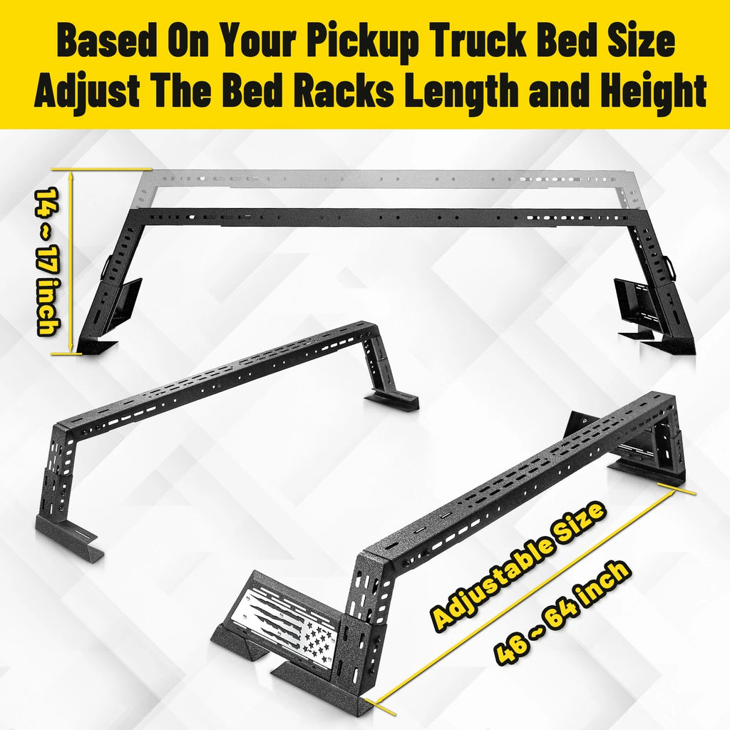 Adjustable Truck Bed Rack Overland Cargo Carrier Fit For F-150/Ram 1500/Colorado/Gladiator/Tacoma