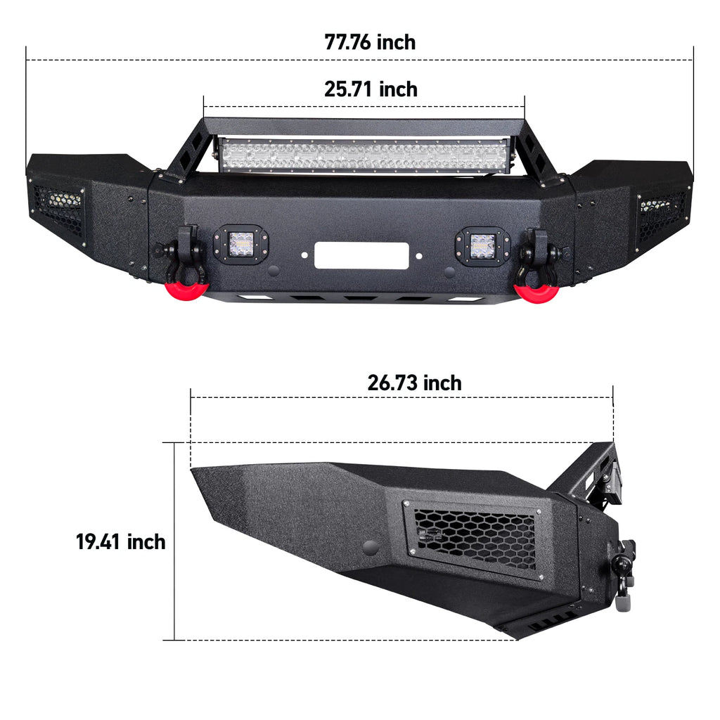 Front Off-Road Bumper With Winch Plate&LED Lights Fit For 2018-2020 Ford F150
