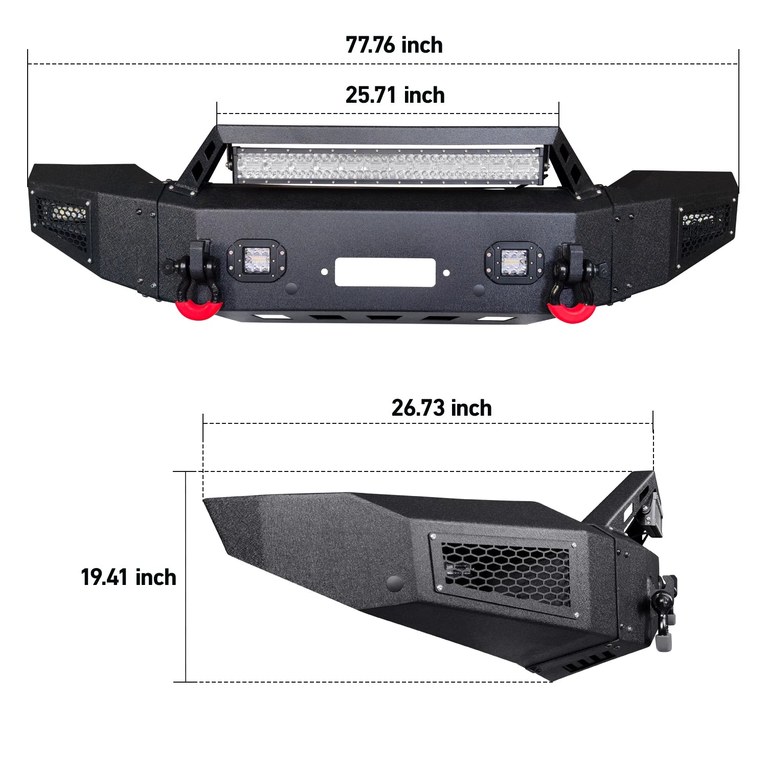 Front Off-Road Bumper With Winch Plate&LED Lights Fit For 2018-2020 Ford F150
