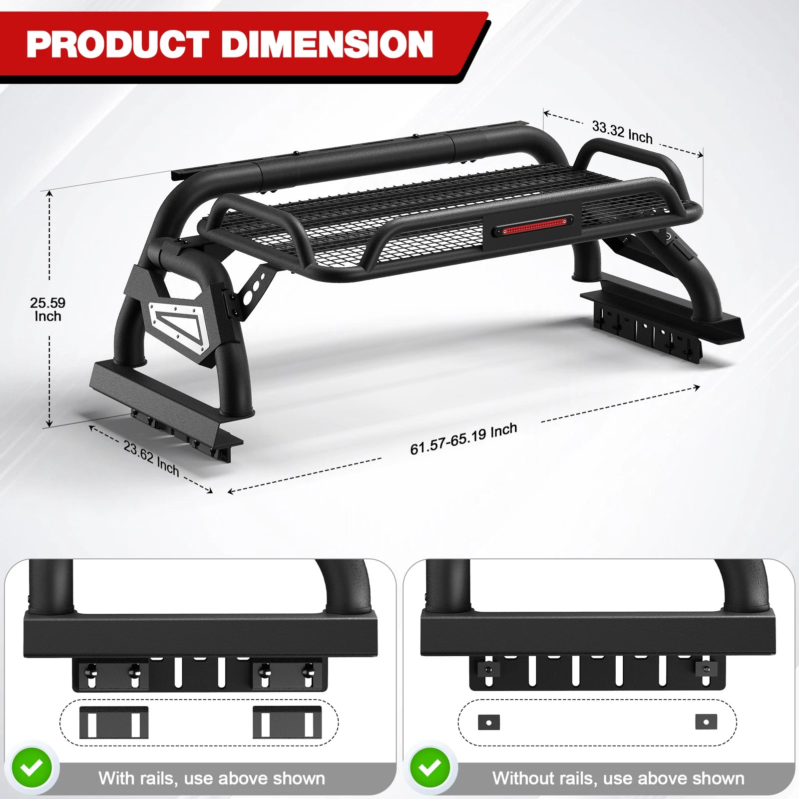 Adjustable Sport Bar Truck Bed Chase Rack Roll Bar Fit For Silverado 1500 / Tundra