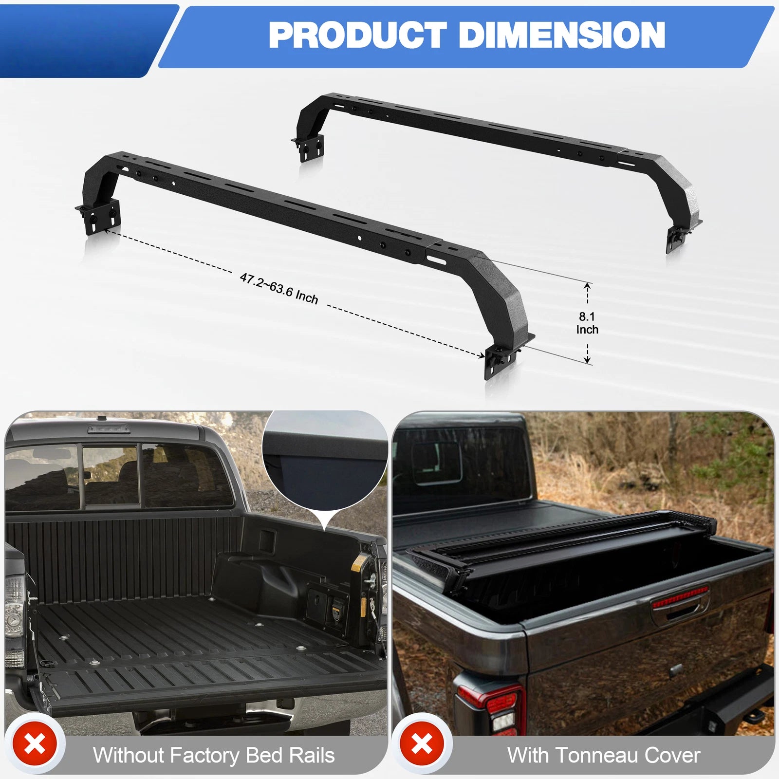 Overland Bed Rack Cargo Carrier Fit For Toyota Tacoma 2005-2023/Tundra 2014-2023