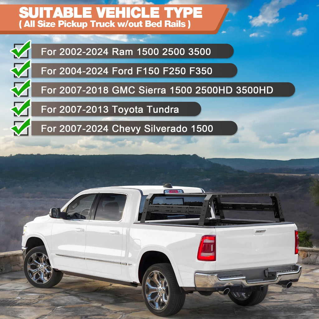 High Bed Racks Truck Cargo Carrier Fit For Ford F150/RAM/GMC Sierra/Silverado 1500