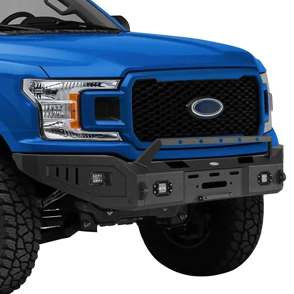 Off-Road Front Bumper w/ Winch Plate & LED Lights Fit For 2018 2019 2020 Ford F150