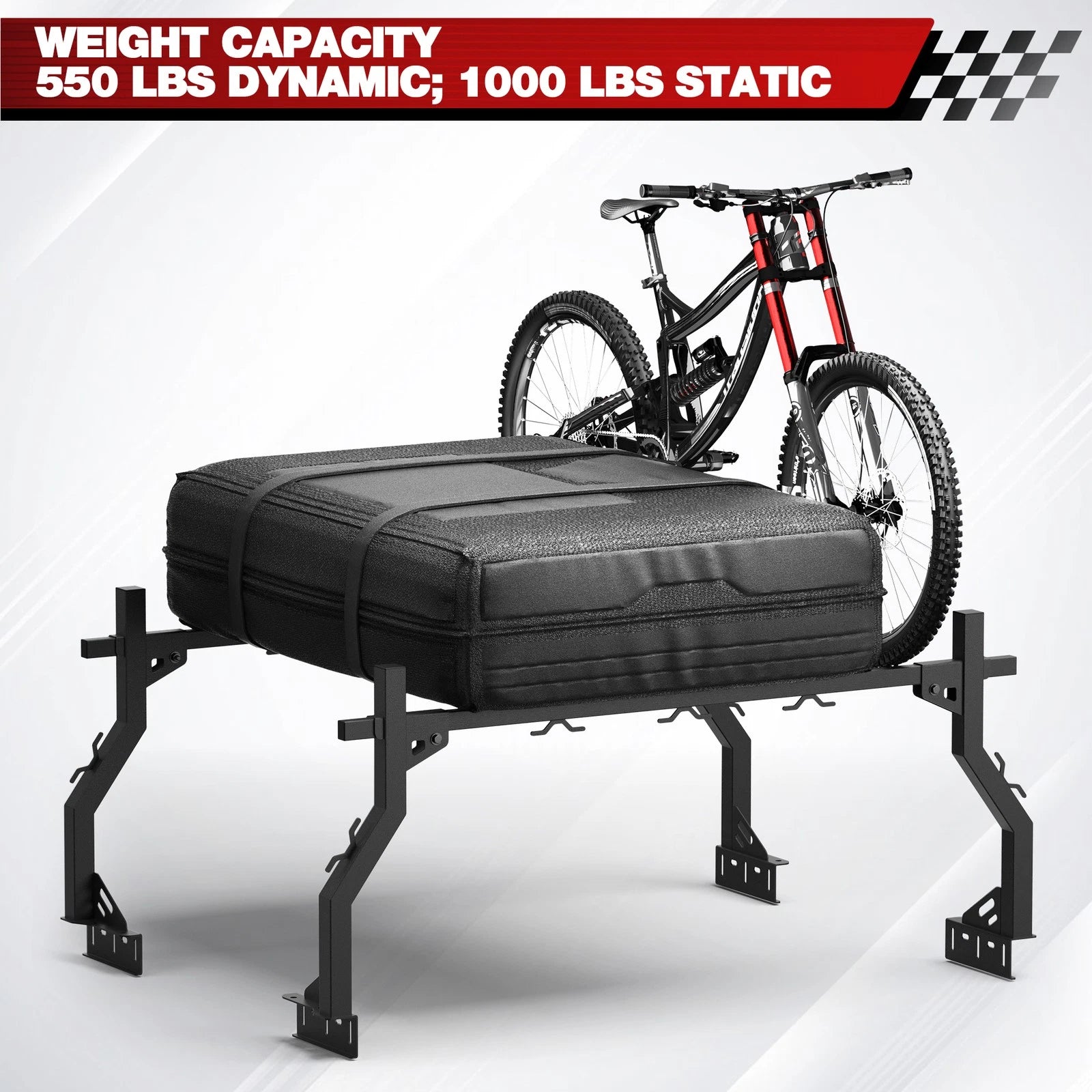 Adjustable Universal Truck Ladder Bed Rack Cargo Carrier Fit For Tundra/Tacoma/Ford/Ram/GMC