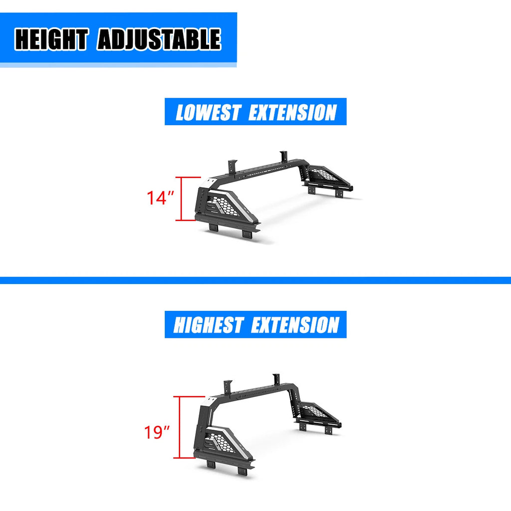 Adjustable Sport Bar Chase Rack Roll Bar Fit For 2005-2025 Toyota Tacoma