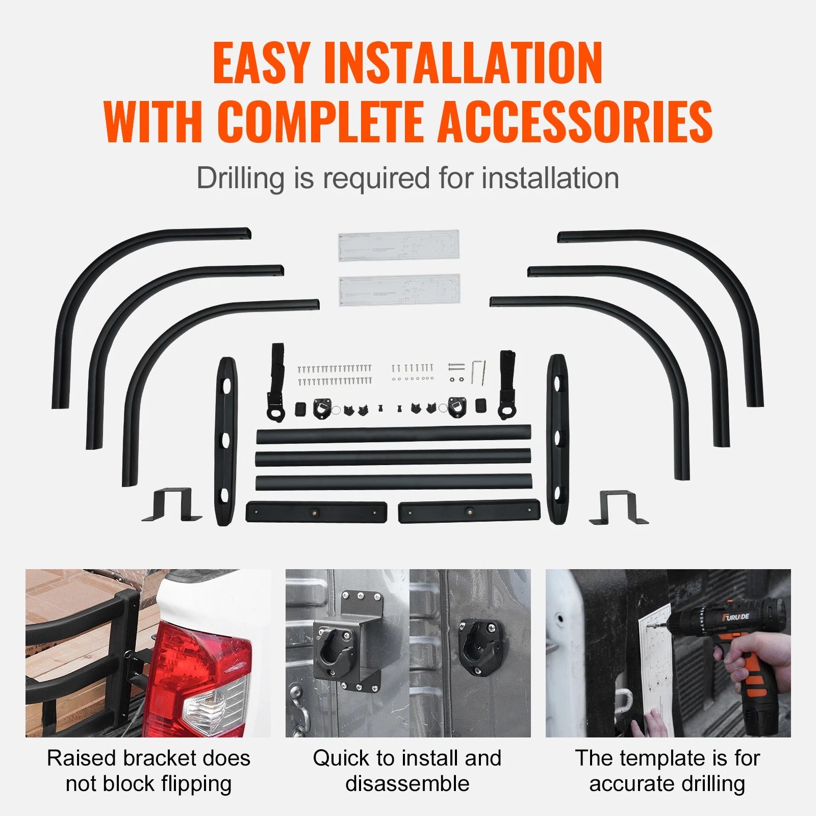 quick bracket pin system truck bed extender installation
