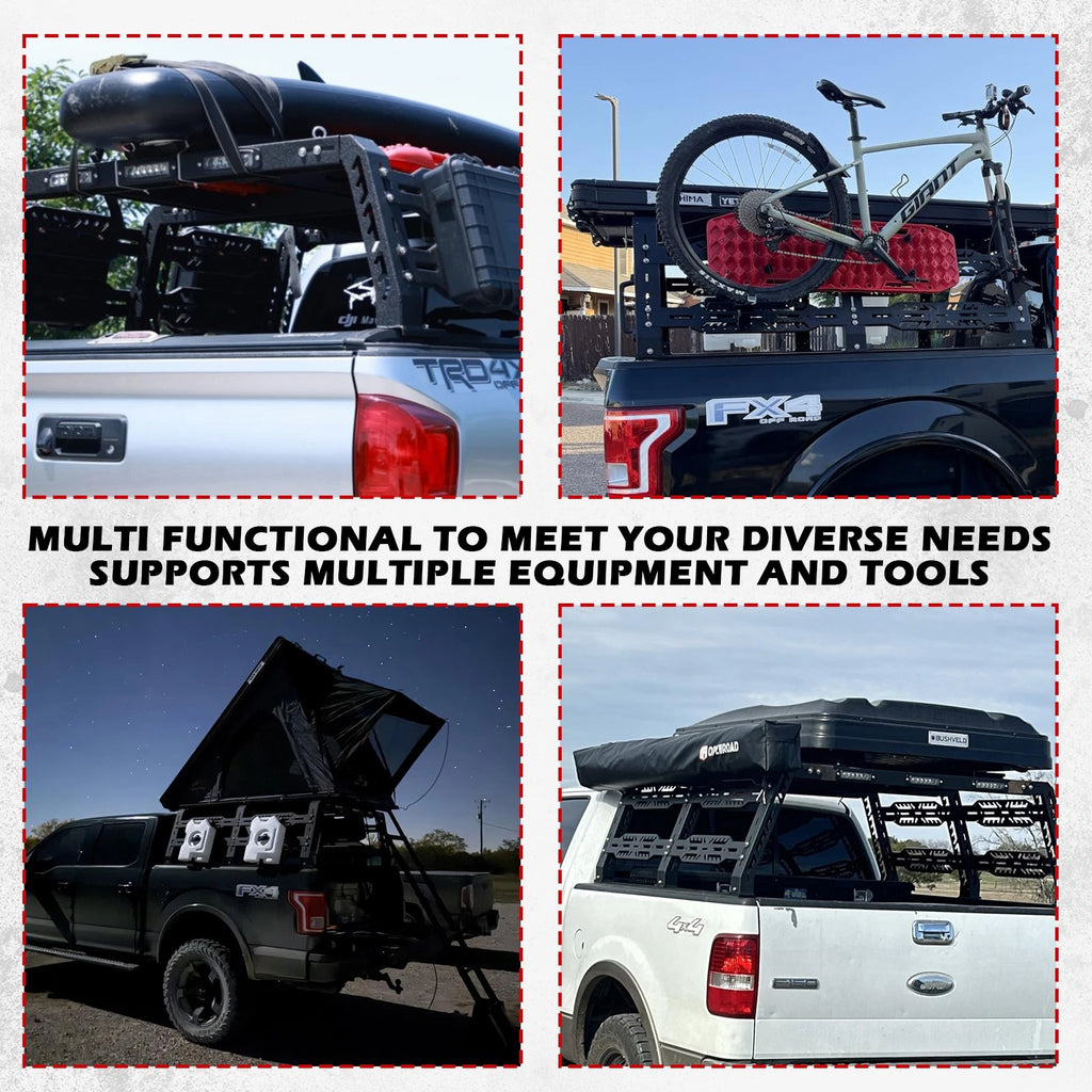 22.5" Full Size Truck Bed Rack Cargo Carrier with LED Fit For Ford/Dodge Ram/Tundra/Silverado/Nissan Titan