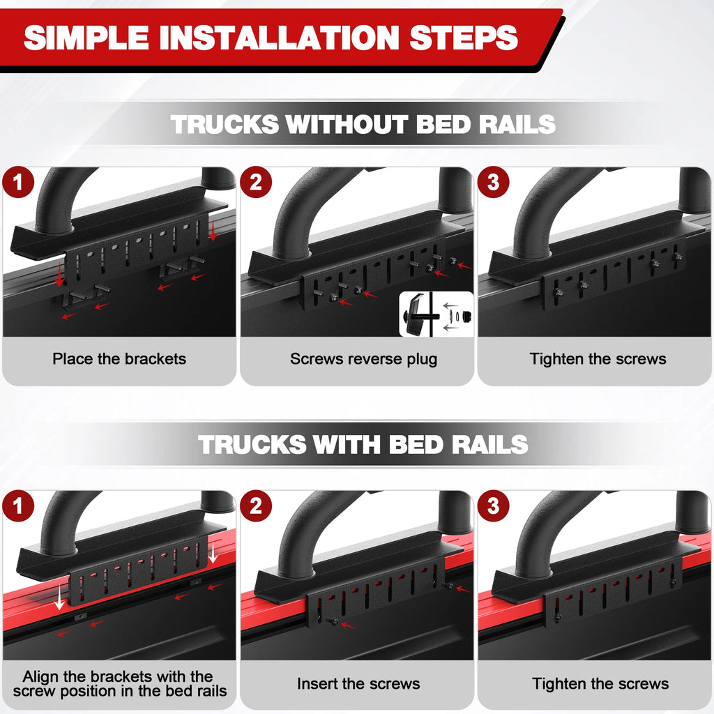 Adjustable Sport Bar Truck Bed Chase Rack Roll Bar Fit For Silverado 1500 / Tundra