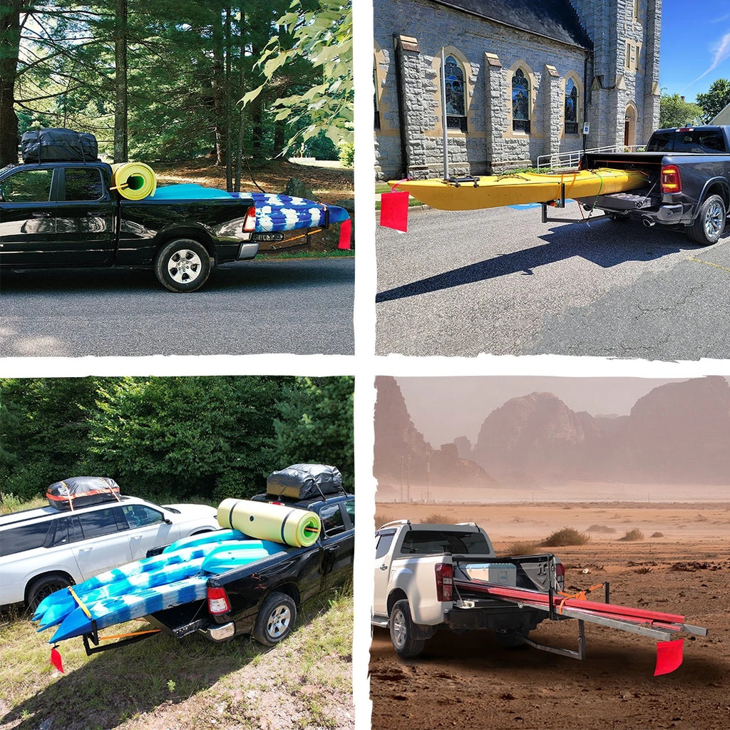 Heavy Duty Truck Bed Extender with Ratchet Straps – 750 lbs Capacity, Universal 2" Hitch, Adjustable Width & Height