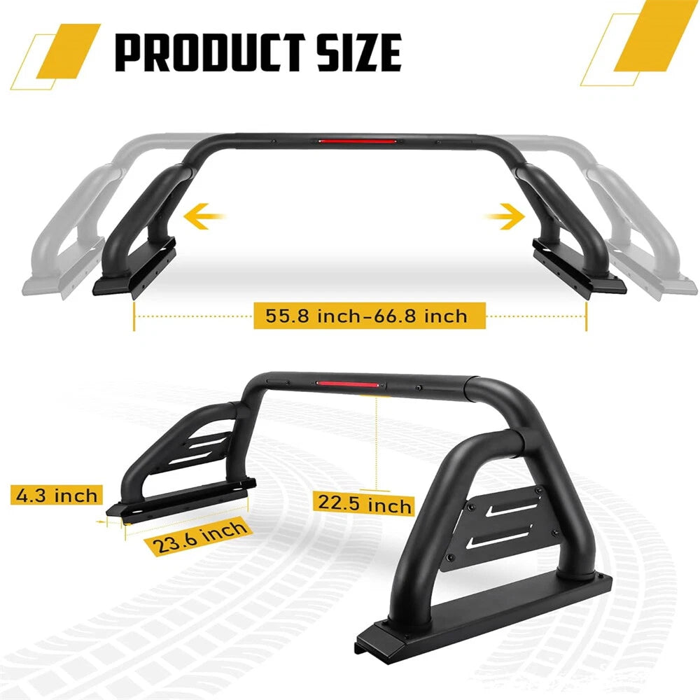 Adjustable Sport Bar Chase Rack Roll Bar Fit For 2005-2025 Toyota Tacoma