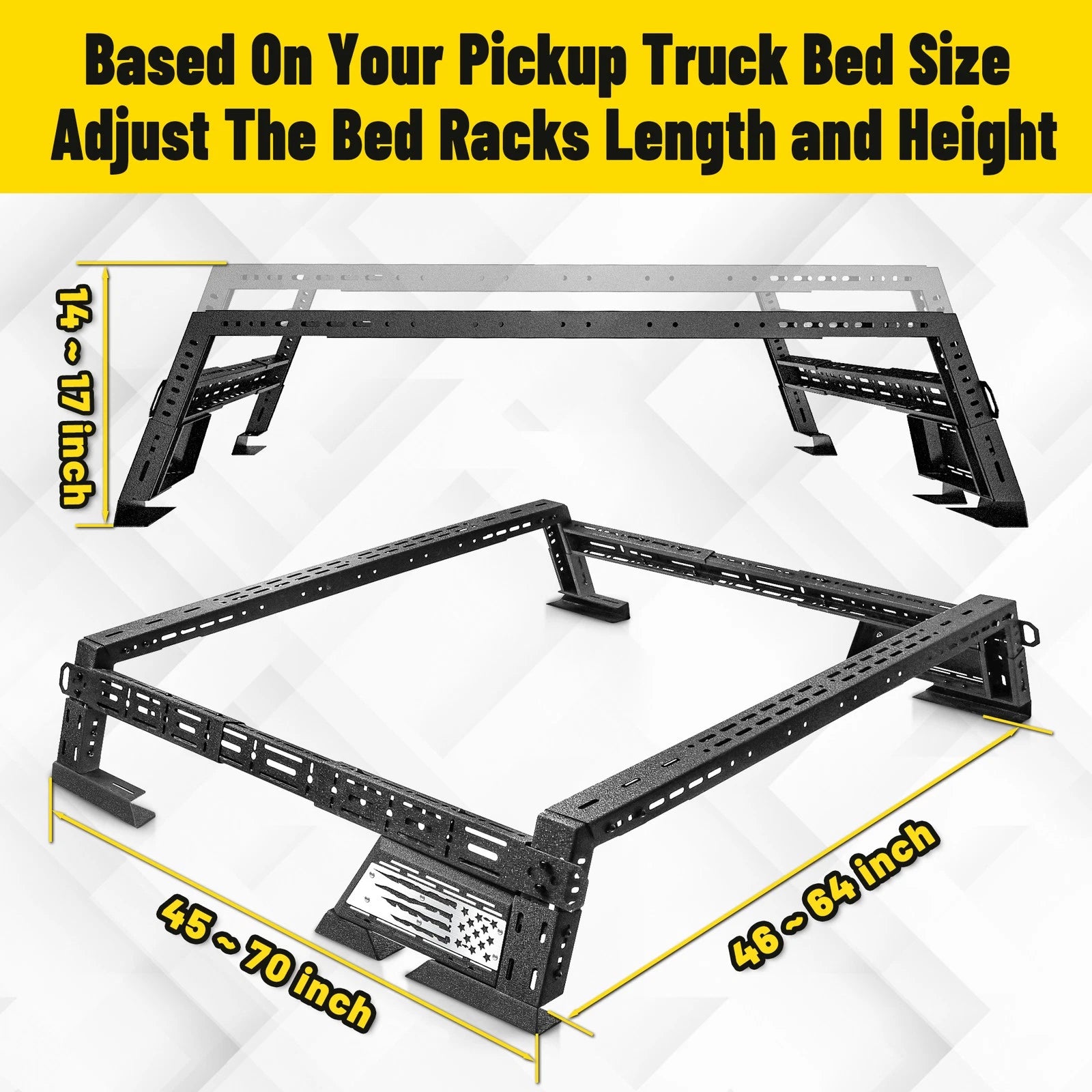 14"-17'' Height Overland Bed Rack Cargo Carrier Fit For Tundra Tacoma Frontier Titan