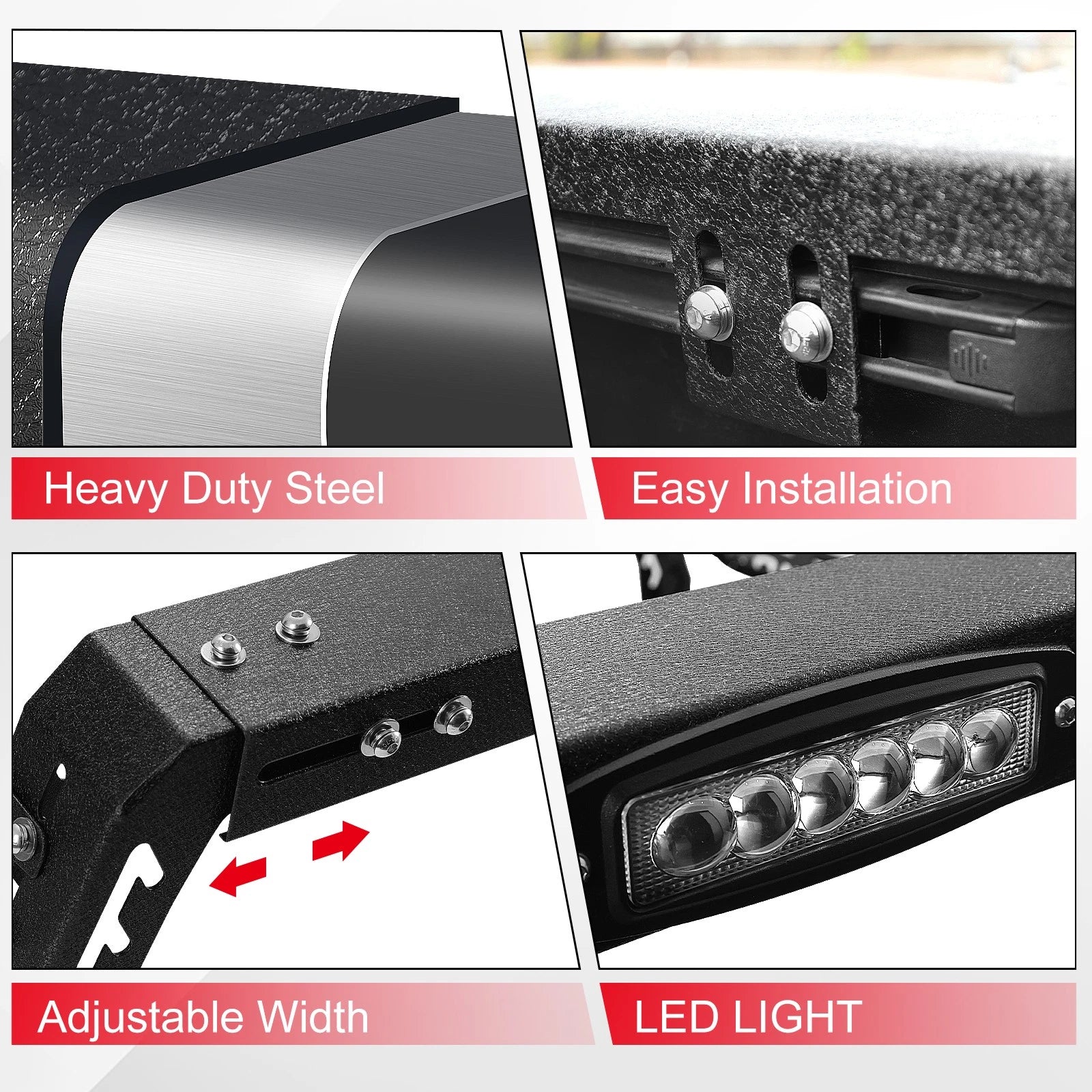 10.5" Truck Full Size Bed Rack LED Cargo Carrier Fit For Ford/Dodge/Tundra/Silverado/Nissan Titan