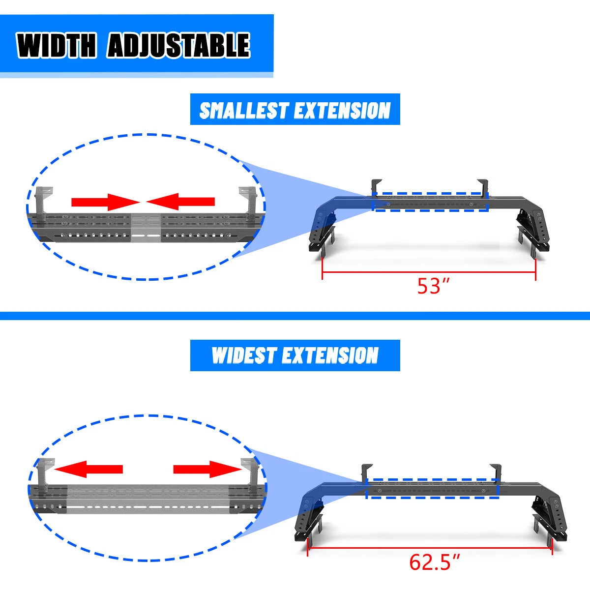 Adjustable Sport Bar Chase Rack Roll Bar Fit For 2005-2025 Toyota Tacoma