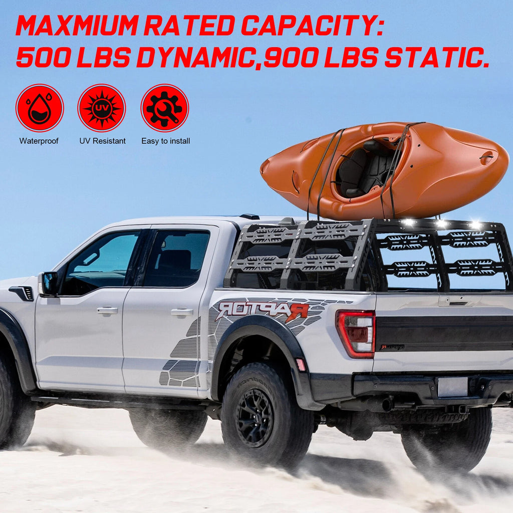 22.5" Full Size Truck Bed Rack Cargo Carrier with LED Fit For Ford/Dodge Ram/Tundra/Silverado/Nissan Titan