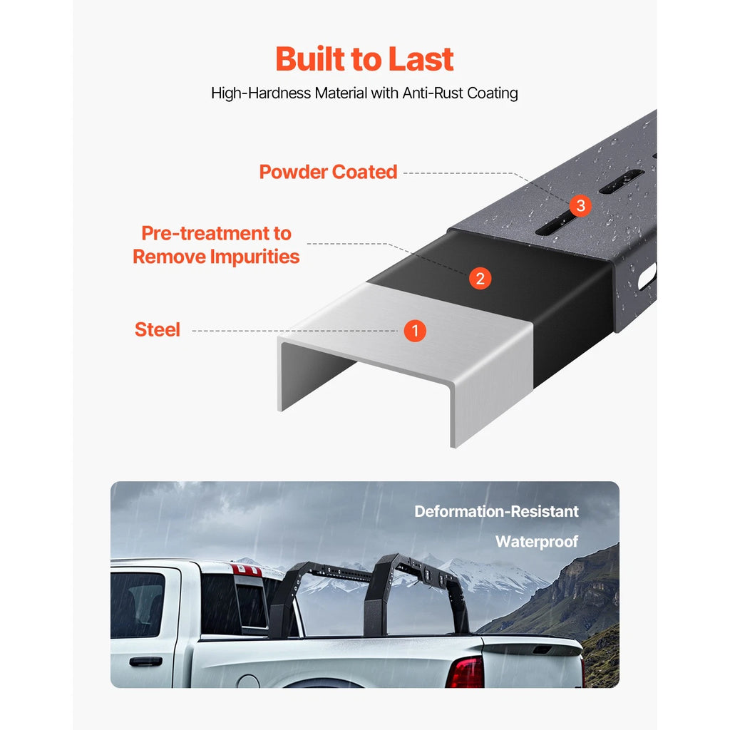 Overland Bed Rack Cargo Carrier with 2 LED Lights Fit For Ram 1500/Canyon/Silverado 1500/Tundra
