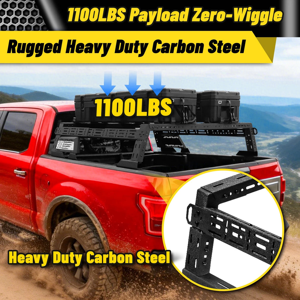 14"-17'' Height Overland Bed Rack Cargo Carrier Fit For Tundra Tacoma Frontier Titan