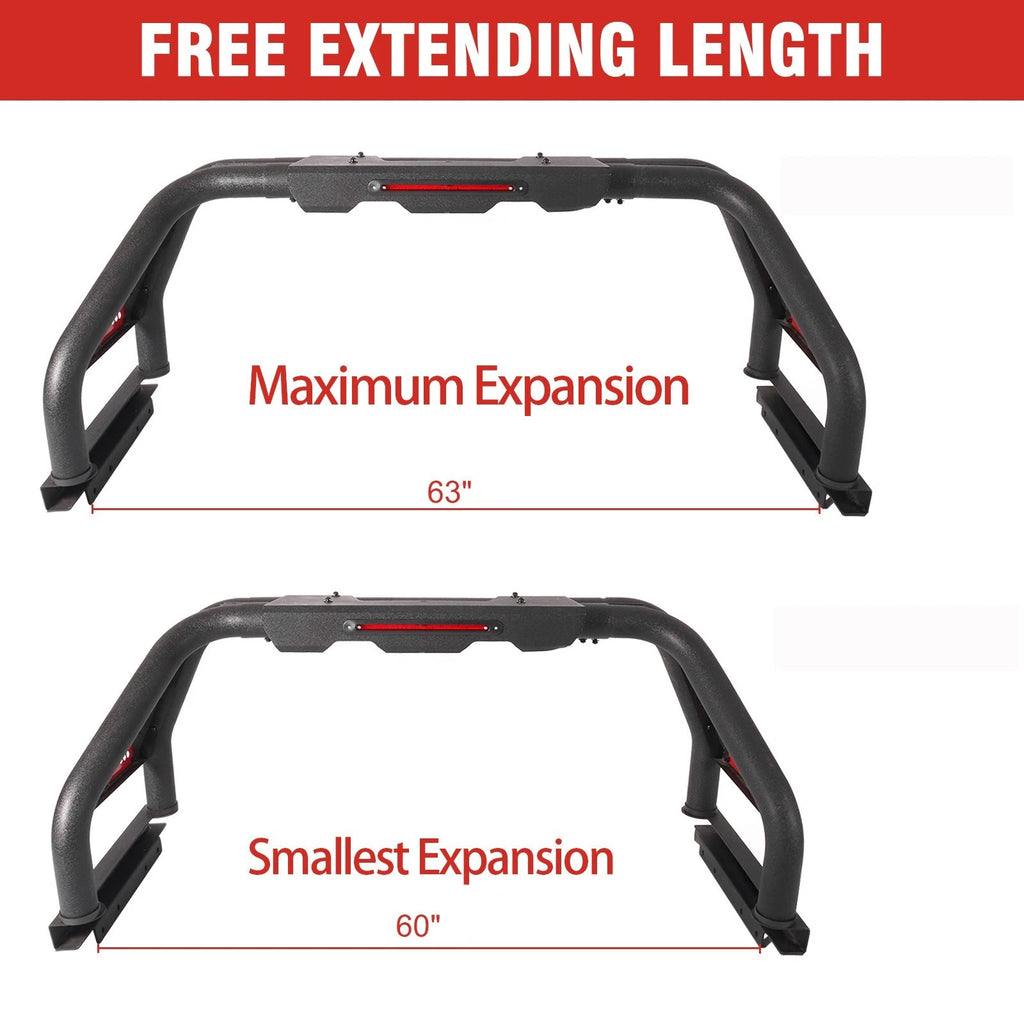 Adjustable Sport Bar Truck Bed Chase Rack Roll Bar Fit For F-150/ Truck/Silverado/Ram