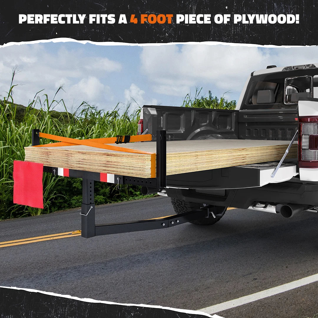 truck bed extender with ratchet straps horizontal mode