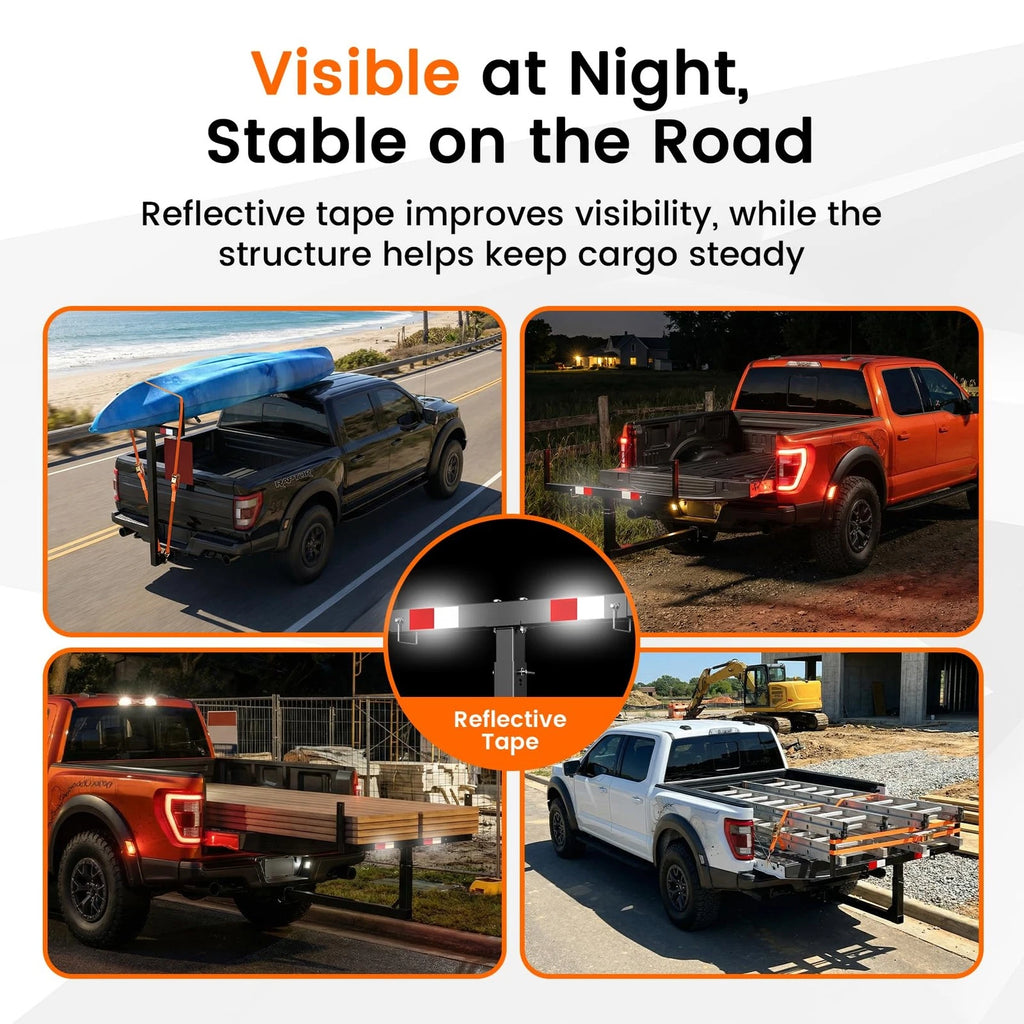 Pickup Truck Bed Extender – Hitch Mount, Foldable 2-in-1, 500 lb Capacity for Lumber & Kayak